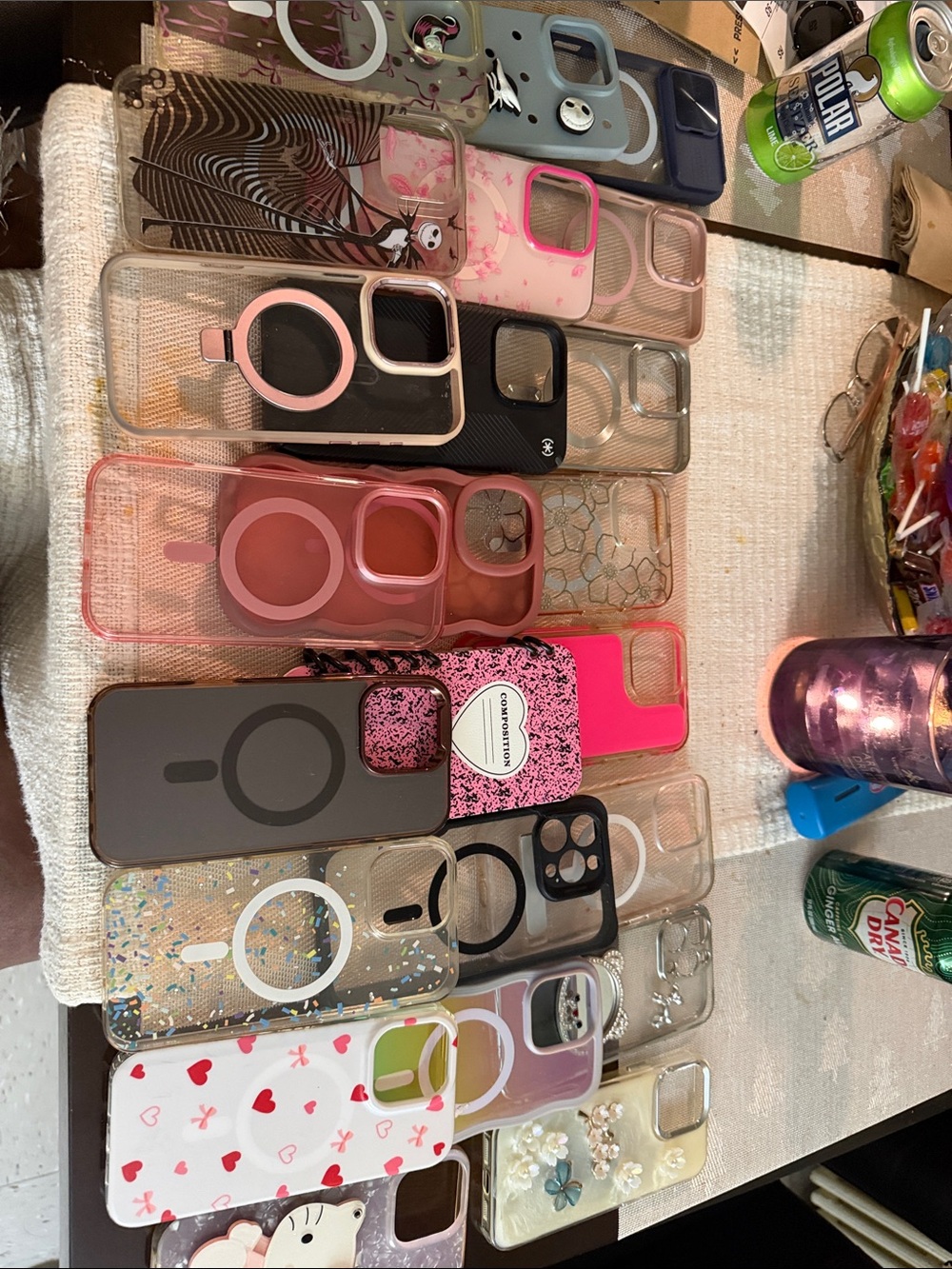 Assorted Pink and Clear Phone Cases for Cell Phones